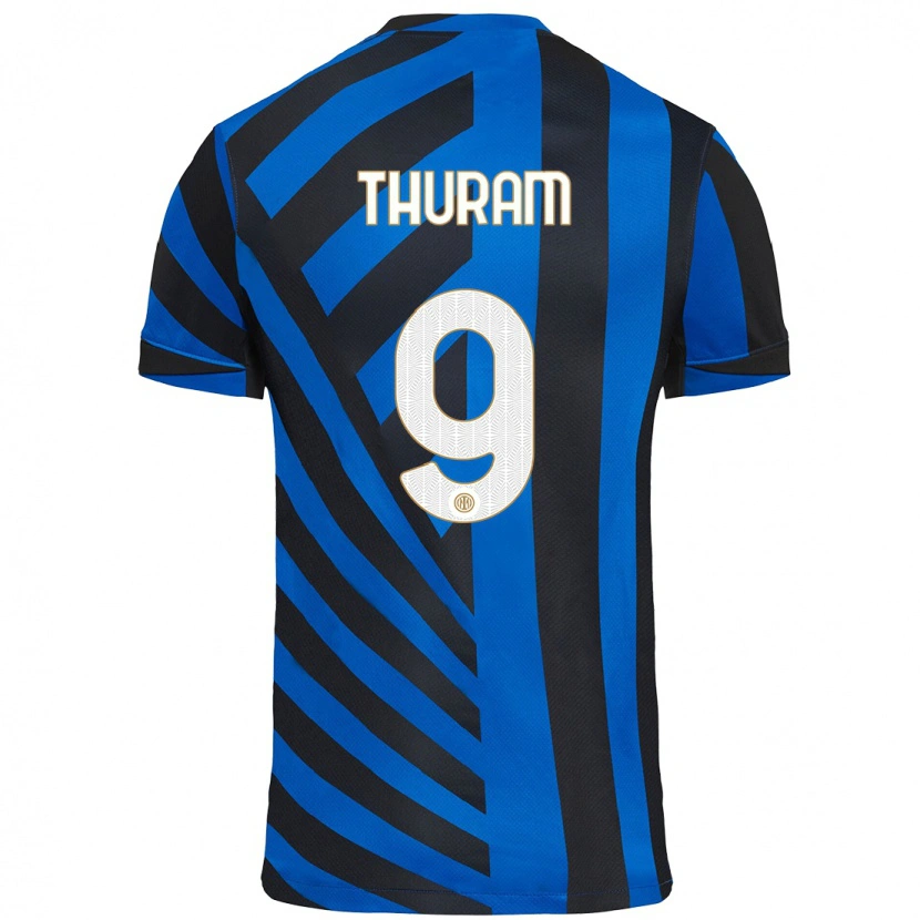 Danxen Män Marcus Thuram #9 Blå Svart Hemmatröja Matchtröjor 2024/25 Tröjor T-Tröja