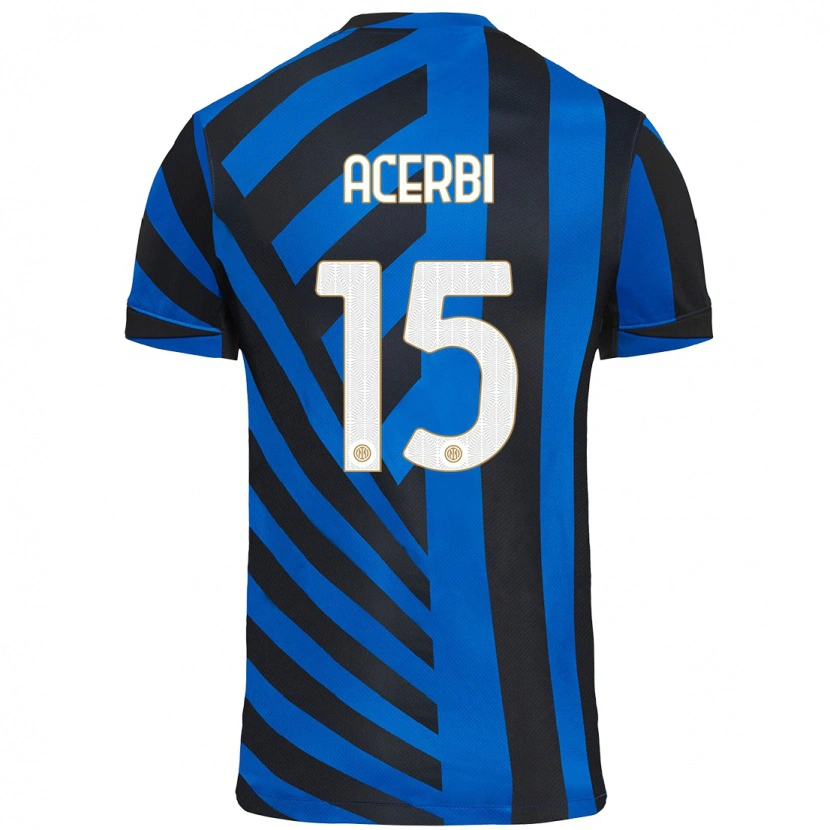 Danxen Män Francesco Acerbi #15 Blå Svart Hemmatröja Matchtröjor 2024/25 Tröjor T-Tröja