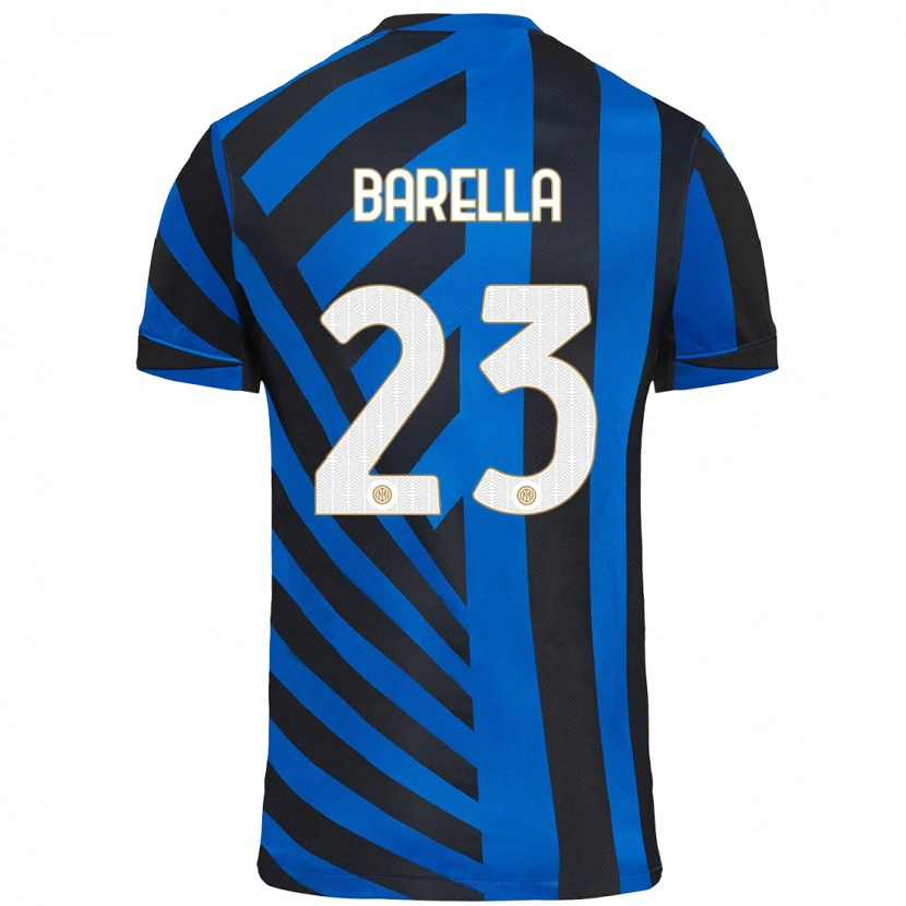 Danxen Män Nicolò Barella #23 Blå Svart Hemmatröja Matchtröjor 2024/25 Tröjor T-Tröja