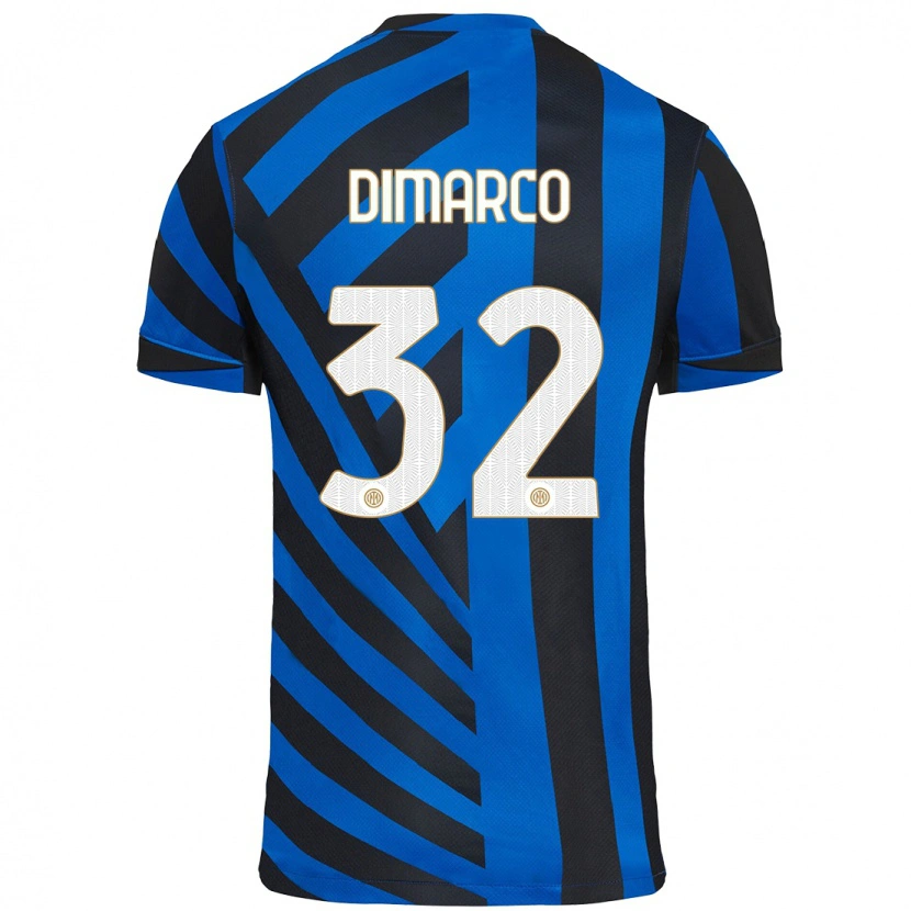 Danxen Män Federico Dimarco #32 Blå Svart Hemmatröja Matchtröjor 2024/25 Tröjor T-Tröja