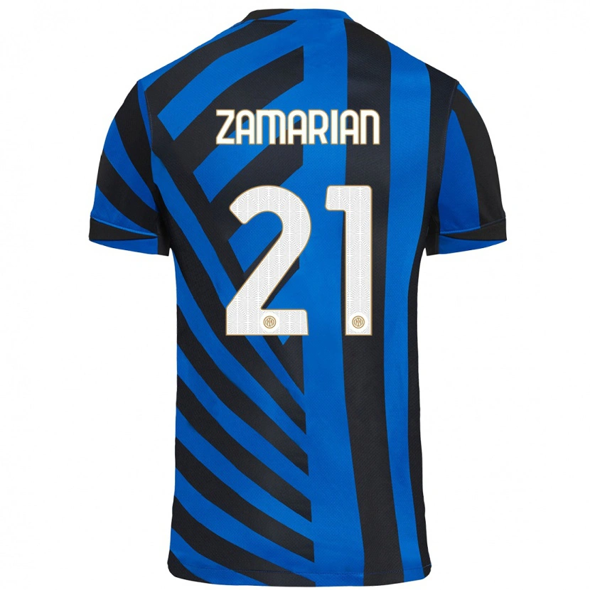 Danxen Män Matteo Zamarian #21 Blå Svart Hemmatröja Matchtröjor 2024/25 Tröjor T-Tröja