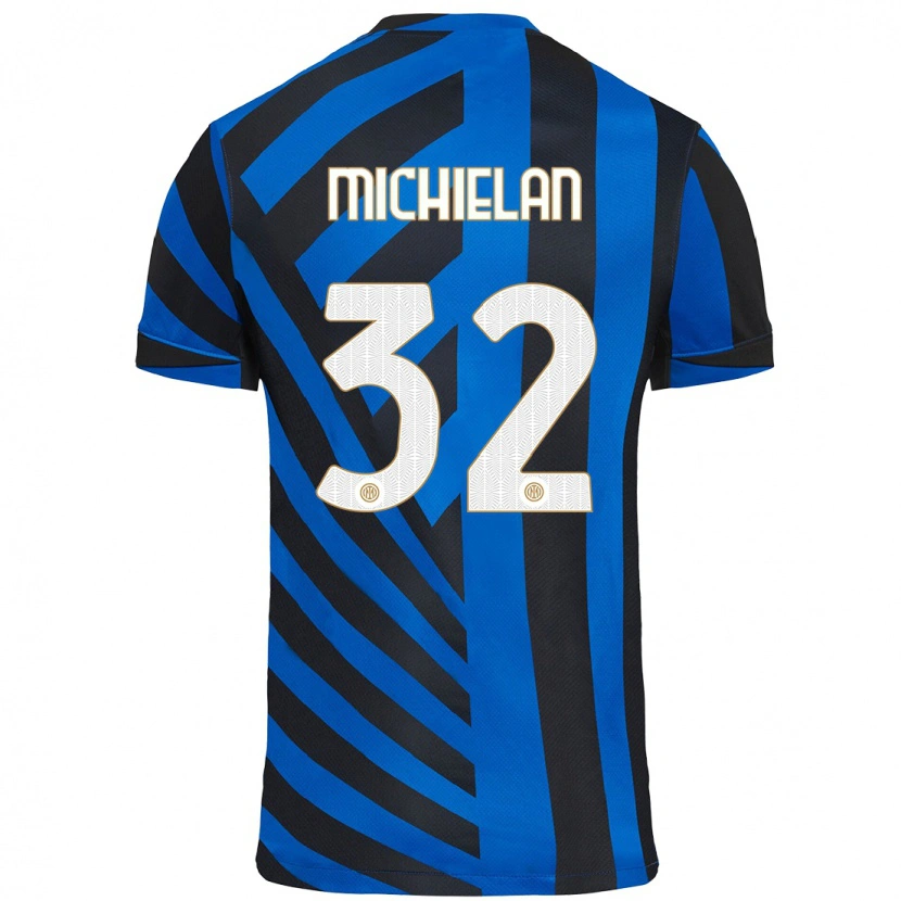 Danxen Män Mattia Michielan #32 Blå Svart Hemmatröja Matchtröjor 2024/25 Tröjor T-Tröja