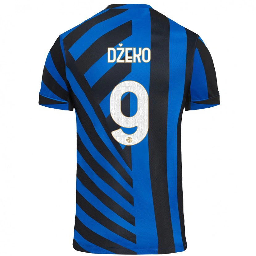 Danxen Män Edin Dzeko #9 Blå Svart Hemmatröja Matchtröjor 2024/25 Tröjor T-Tröja