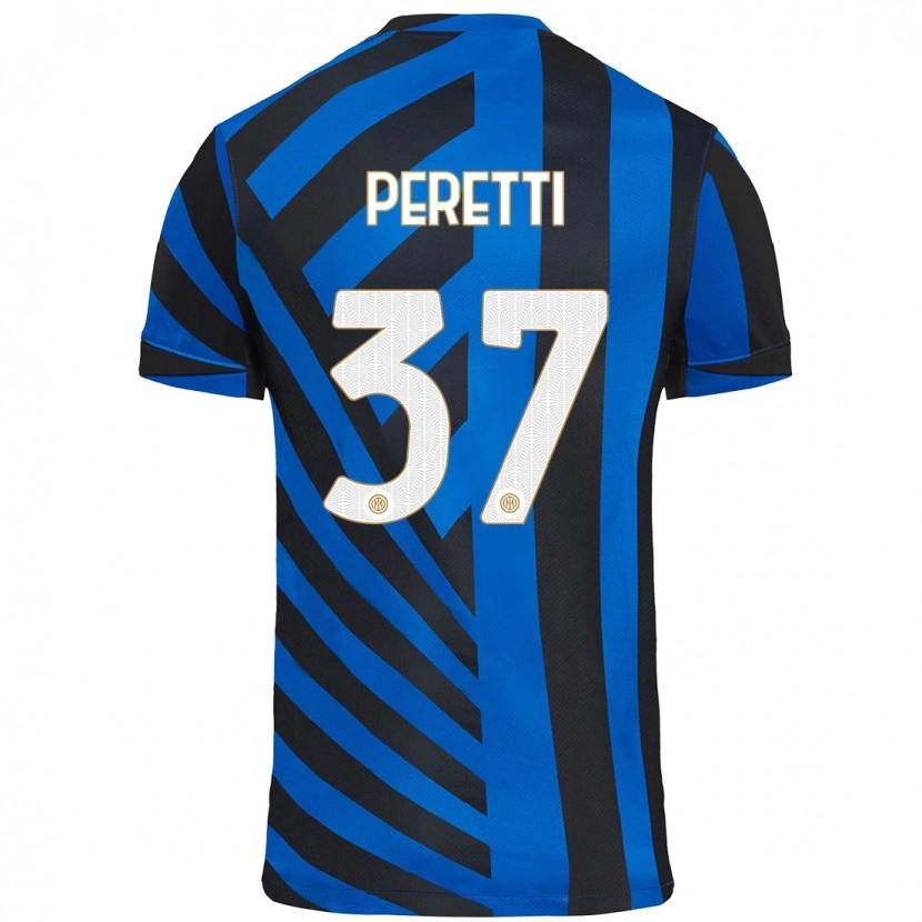 Danxen Män Lorenzo Peretti #37 Blå Svart Hemmatröja Matchtröjor 2024/25 Tröjor T-Tröja