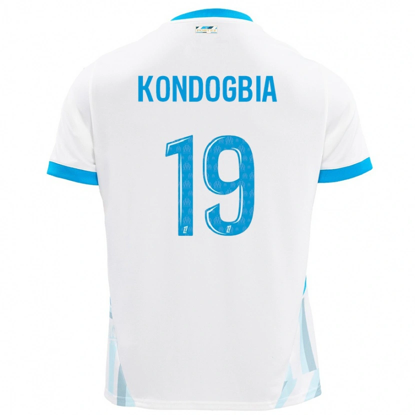 Danxen Män Geoffrey Kondogbia #19 Vit Himmelsblå Hemmatröja Matchtröjor 2024/25 Tröjor T-Tröja