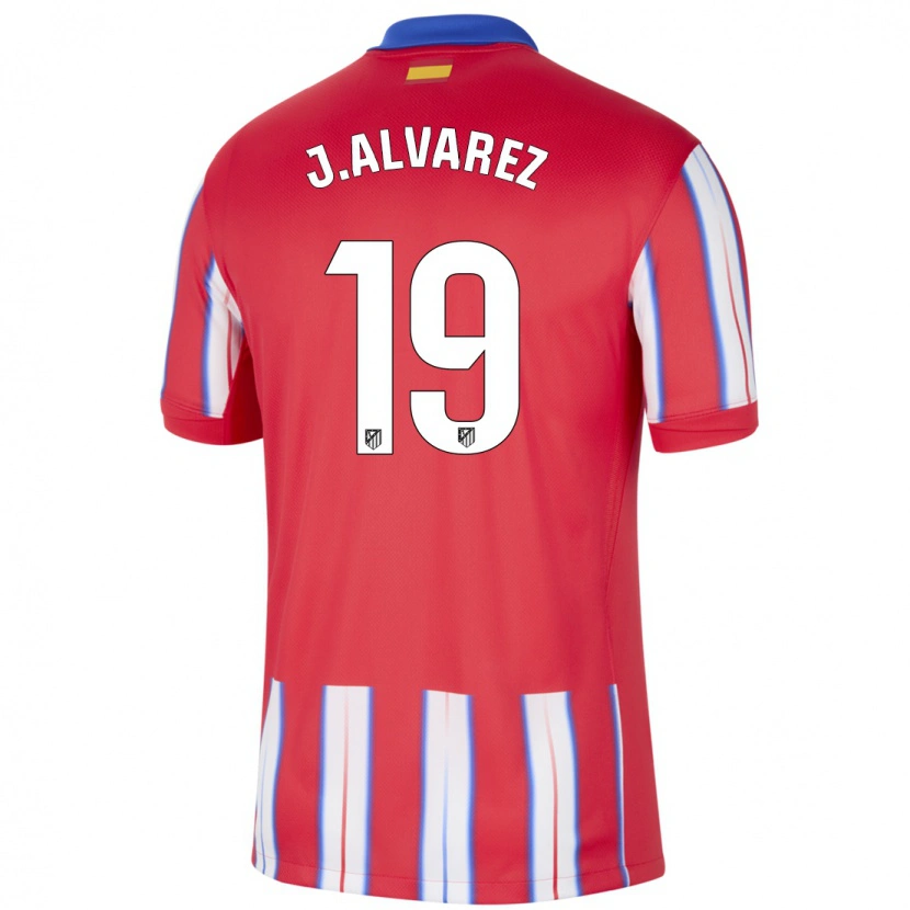 Danxen Män Julián Alvarez #19 Röd Vit Blå Hemmatröja Matchtröjor 2024/25 Tröjor T-Tröja