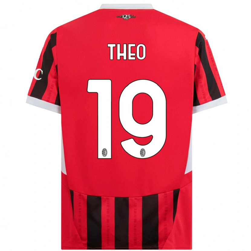 Danxen Män Theo Hernández #19 Röd Svart Hemmatröja Matchtröjor 2024/25 Tröjor T-Tröja