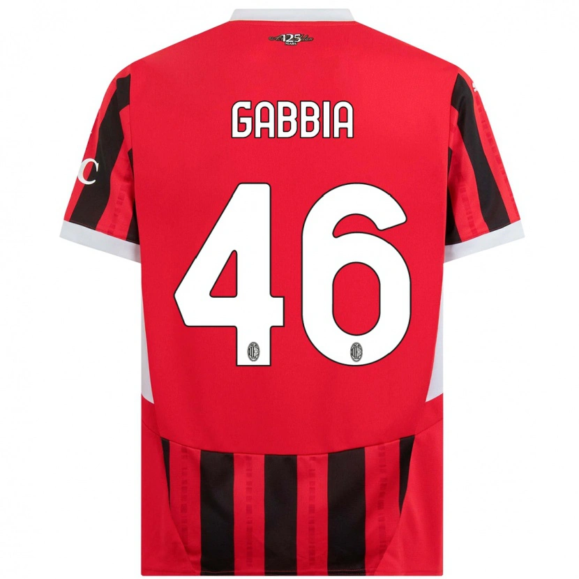 Danxen Män Matteo Gabbia #46 Röd Svart Hemmatröja Matchtröjor 2024/25 Tröjor T-Tröja