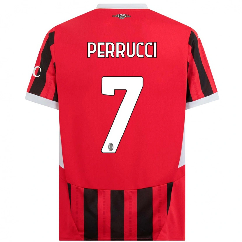 Danxen Män Vincenzo Perrucci #7 Röd Svart Hemmatröja Matchtröjor 2024/25 Tröjor T-Tröja