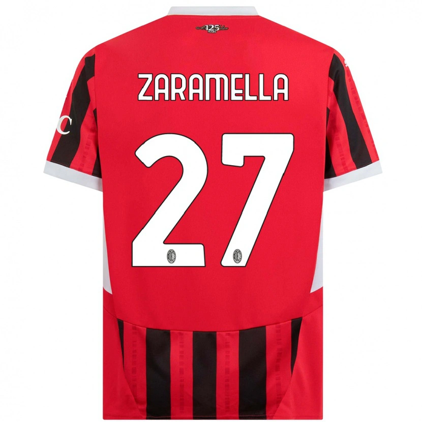 Danxen Män Mattia Zaramella #27 Röd Svart Hemmatröja Matchtröjor 2024/25 Tröjor T-Tröja