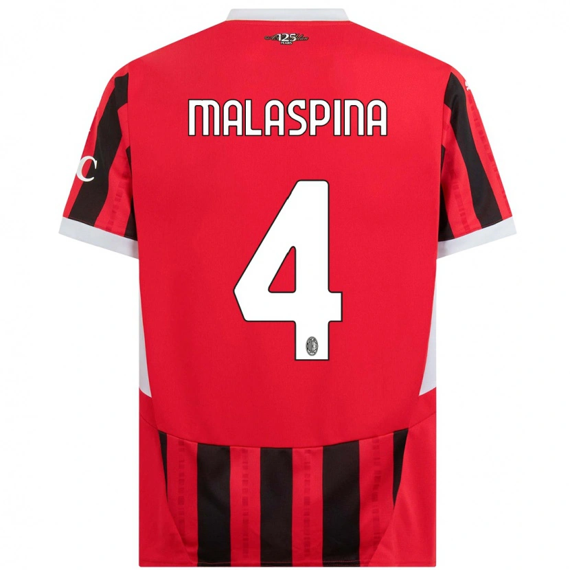 Danxen Män Mattia Malaspina #4 Röd Svart Hemmatröja Matchtröjor 2024/25 Tröjor T-Tröja