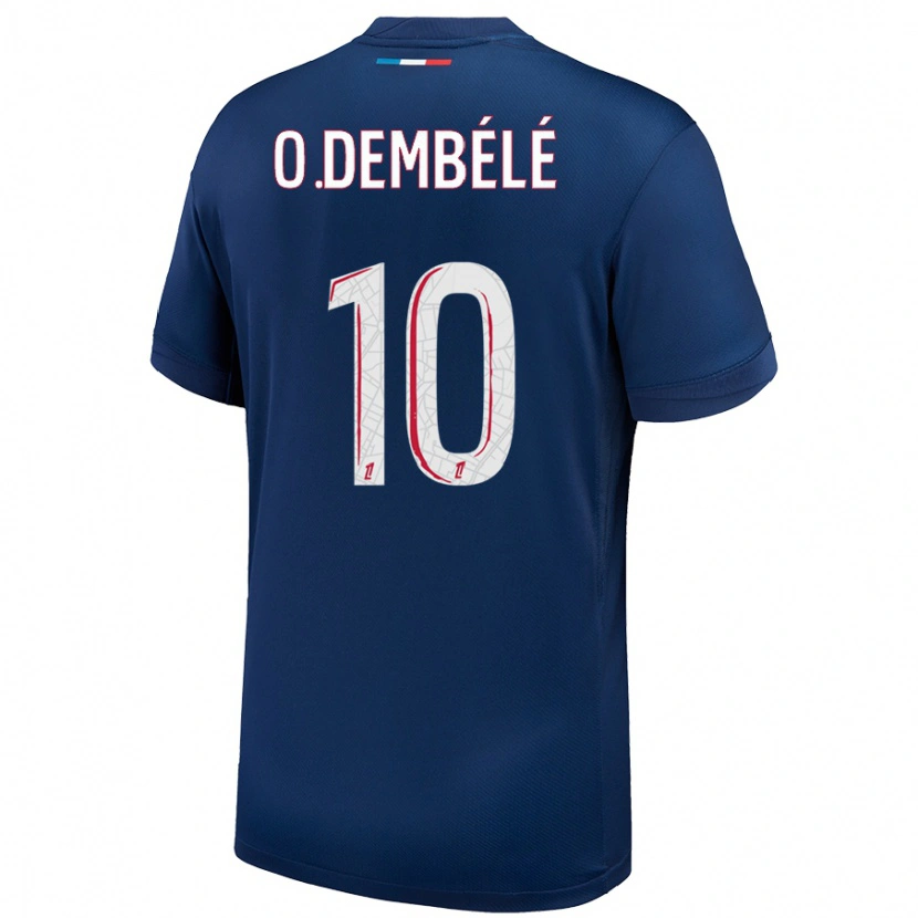 Danxen Män Ousmane Dembélé #10 Marinblå Vit Hemmatröja Matchtröjor 2024/25 Tröjor T-Tröja