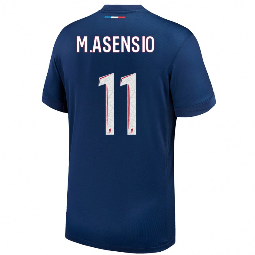 Danxen Män Marco Asensio #11 Marinblå Vit Hemmatröja Matchtröjor 2024/25 Tröjor T-Tröja