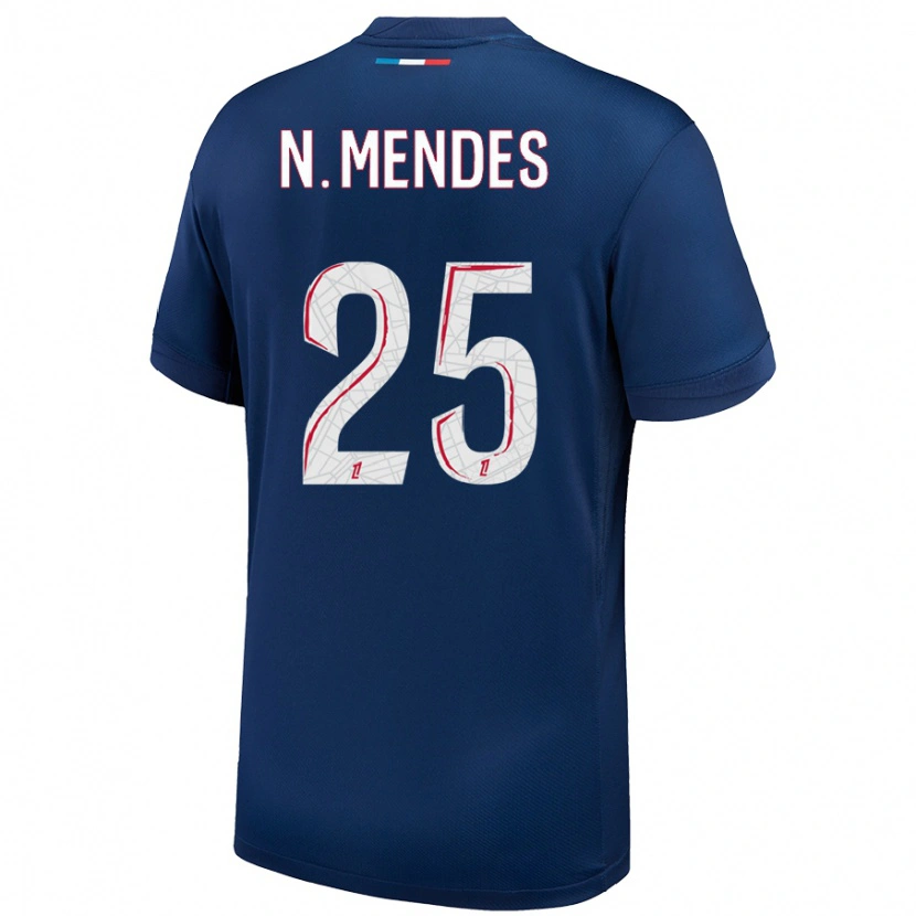 Danxen Män Nuno Mendes #25 Marinblå Vit Hemmatröja Matchtröjor 2024/25 Tröjor T-Tröja