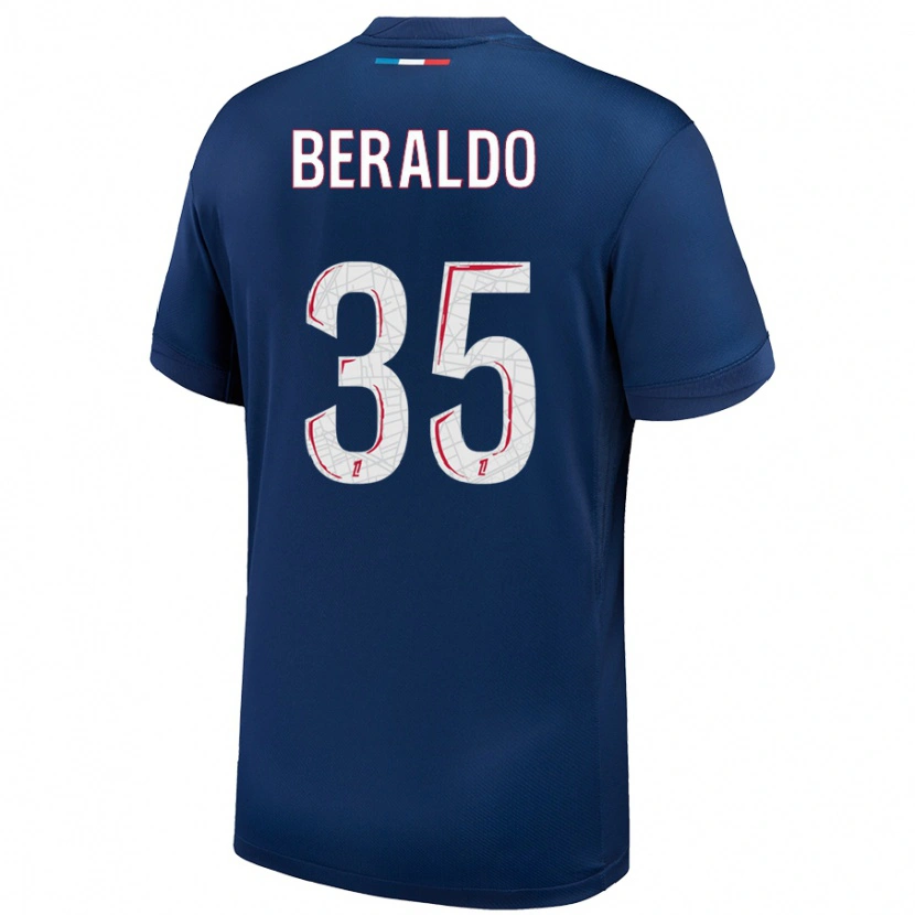 Danxen Män Lucas Beraldo #35 Marinblå Vit Hemmatröja Matchtröjor 2024/25 Tröjor T-Tröja