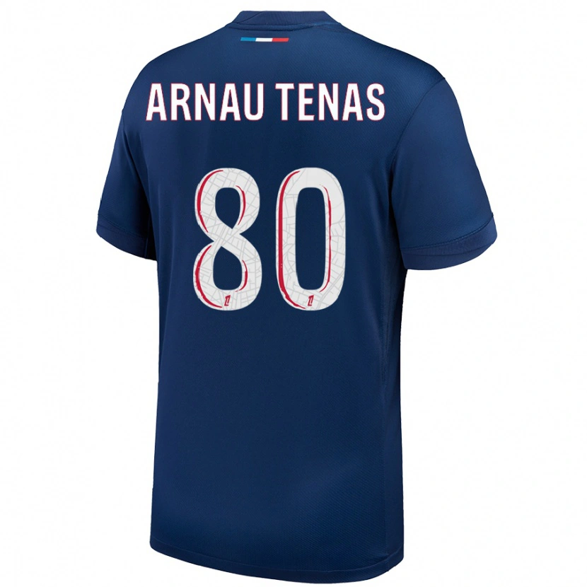 Danxen Män Arnau Tenas #80 Marinblå Vit Hemmatröja Matchtröjor 2024/25 Tröjor T-Tröja