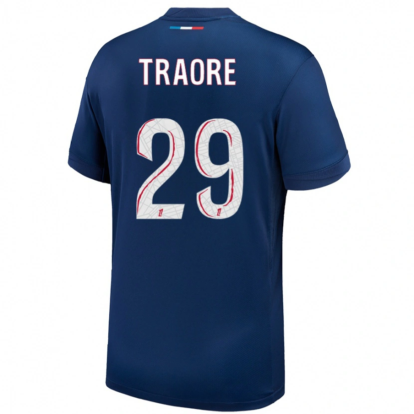 Danxen Män Manssita Traoré #29 Marinblå Vit Hemmatröja Matchtröjor 2024/25 Tröjor T-Tröja