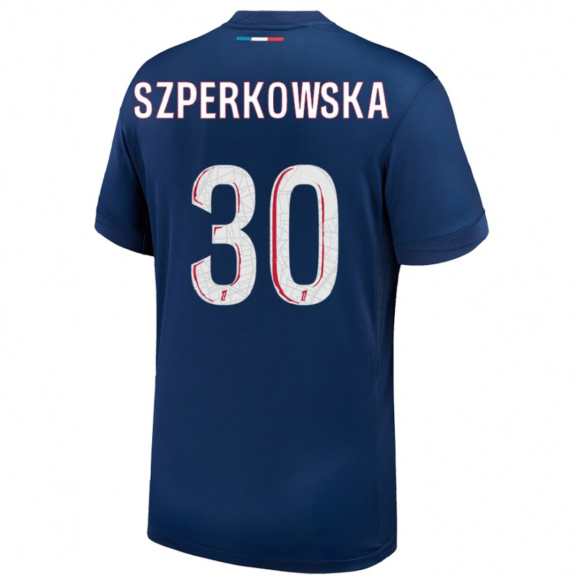 Danxen Män Oliwia Szperkowska #30 Marinblå Vit Hemmatröja Matchtröjor 2024/25 Tröjor T-Tröja