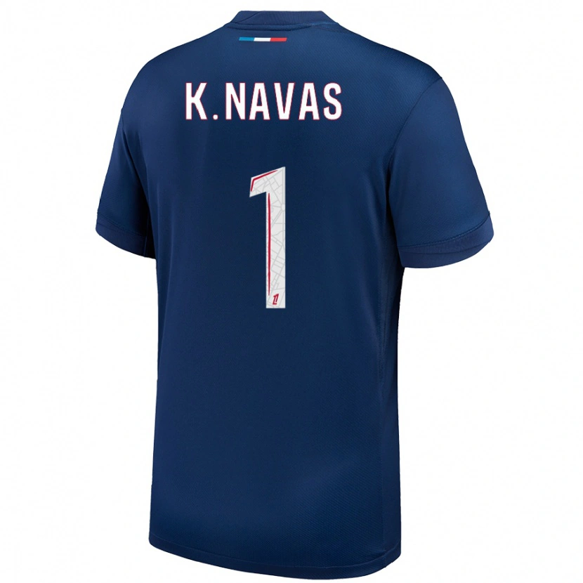 Danxen Män Keylor Navas #1 Marinblå Vit Hemmatröja Matchtröjor 2024/25 Tröjor T-Tröja