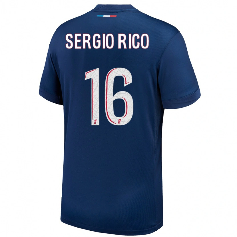 Danxen Män Sergio Rico #16 Marinblå Vit Hemmatröja Matchtröjor 2024/25 Tröjor T-Tröja