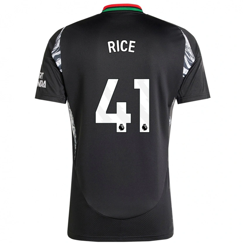 Danxen Män Declan Rice #41 Svart Bortatröja Matchtröjor 2024/25 Tröjor T-Tröja