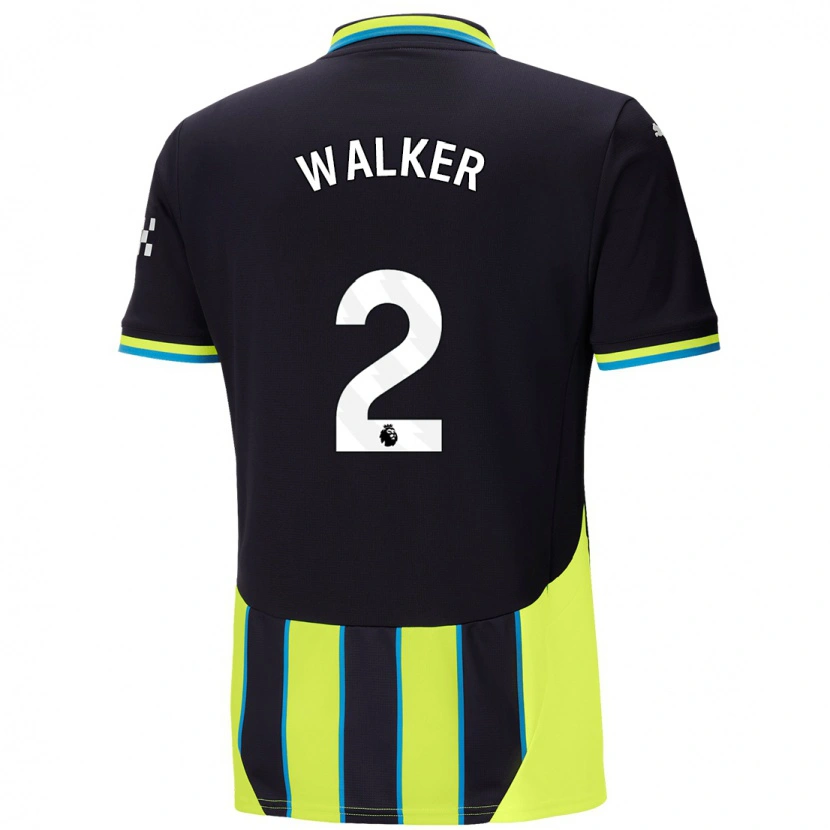 Danxen Män Kyle Walker #2 Blågul Bortatröja Matchtröjor 2024/25 Tröjor T-Tröja