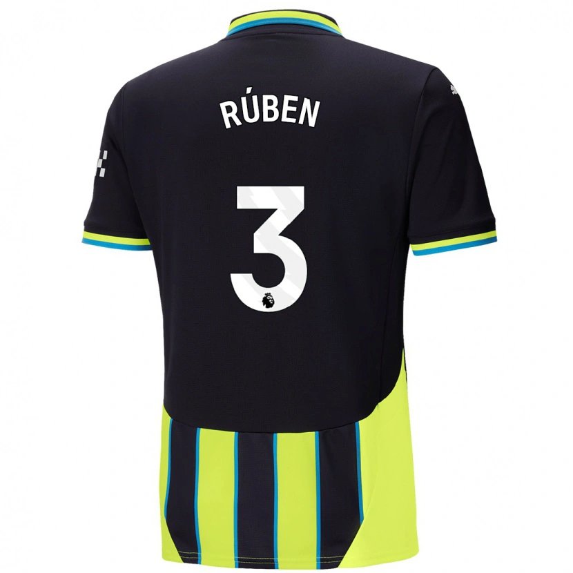 Danxen Män Rúben Dias #3 Blågul Bortatröja Matchtröjor 2024/25 Tröjor T-Tröja