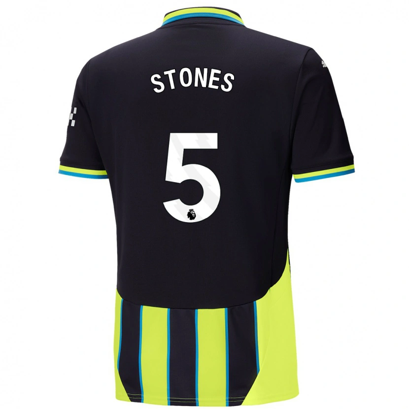 Danxen Män John Stones #5 Blågul Bortatröja Matchtröjor 2024/25 Tröjor T-Tröja