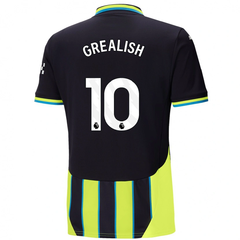 Danxen Män Jack Grealish #10 Blågul Bortatröja Matchtröjor 2024/25 Tröjor T-Tröja