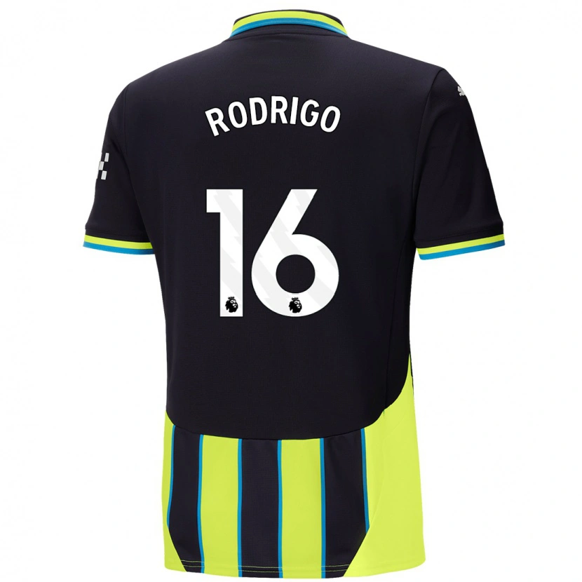 Danxen Män Rodri #16 Blågul Bortatröja Matchtröjor 2024/25 Tröjor T-Tröja