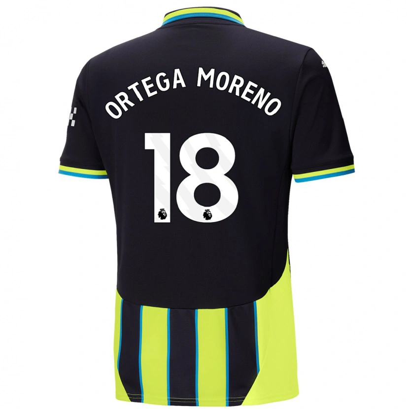 Danxen Män Stefan Ortega #18 Blågul Bortatröja Matchtröjor 2024/25 Tröjor T-Tröja
