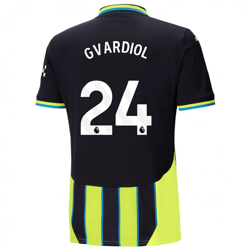 Danxen Män Josko Gvardiol #24 Blågul Bortatröja Matchtröjor 2024/25 Tröjor T-Tröja
