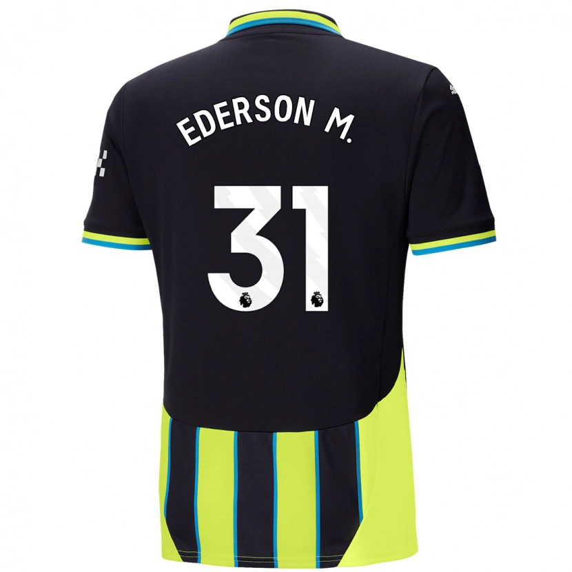 Danxen Män Ederson #31 Blågul Bortatröja Matchtröjor 2024/25 Tröjor T-Tröja