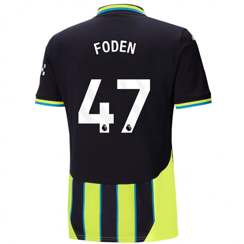 Danxen Män Phil Foden #47 Blågul Bortatröja Matchtröjor 2024/25 Tröjor T-Tröja