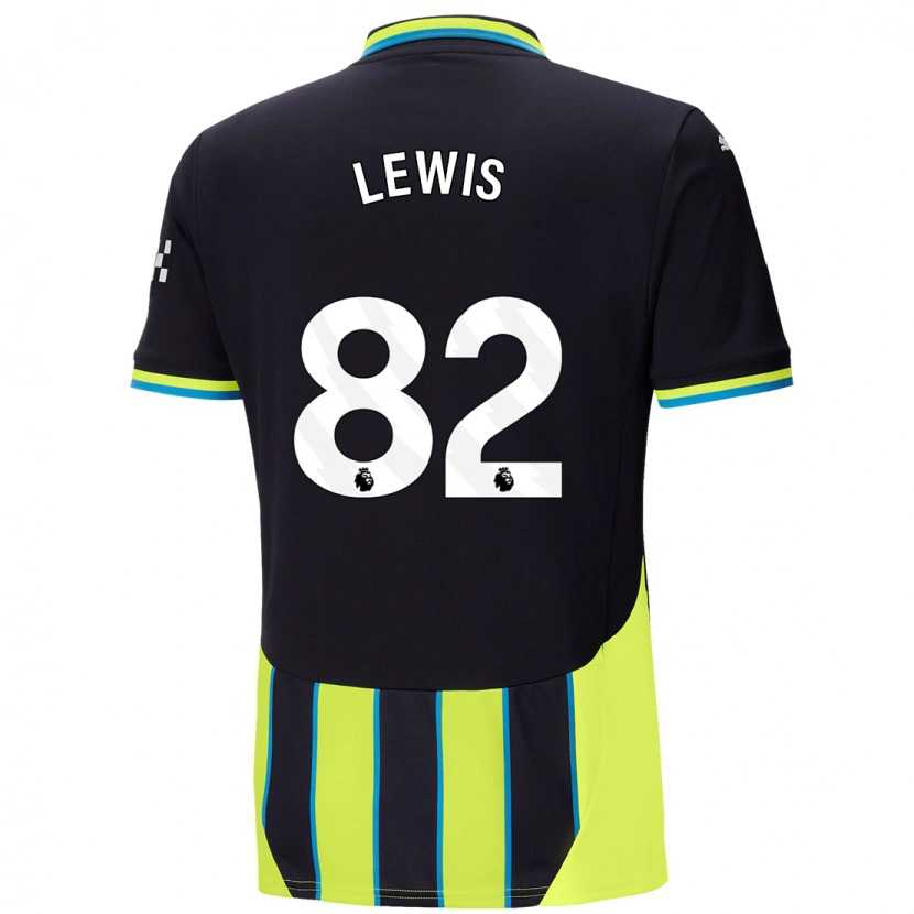 Danxen Män Rico Lewis #82 Blågul Bortatröja Matchtröjor 2024/25 Tröjor T-Tröja