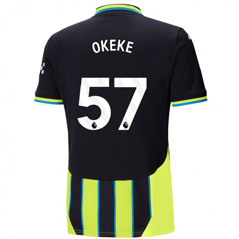 Danxen Män Michael Okeke #57 Blågul Bortatröja Matchtröjor 2024/25 Tröjor T-Tröja