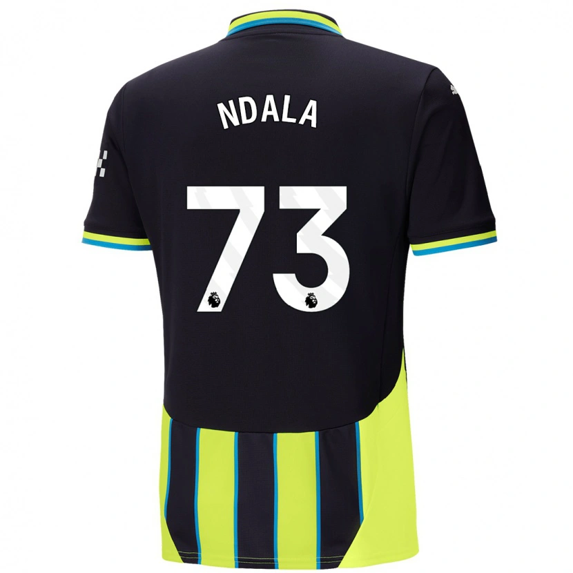 Danxen Män Joel Ndala #73 Blågul Bortatröja Matchtröjor 2024/25 Tröjor T-Tröja