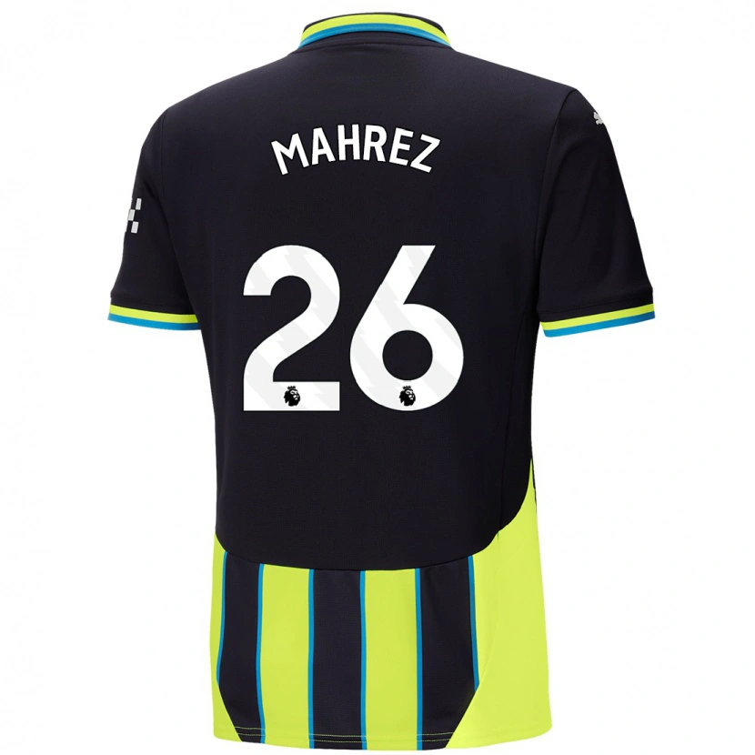 Danxen Män Riyad Mahrez #26 Blågul Bortatröja Matchtröjor 2024/25 Tröjor T-Tröja