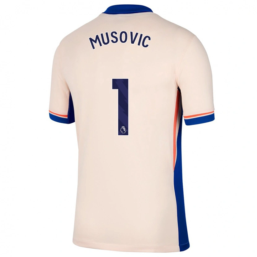 Danxen Män Zećira Mušović #1 Ljus Beige Bortatröja Matchtröjor 2024/25 Tröjor T-Tröja