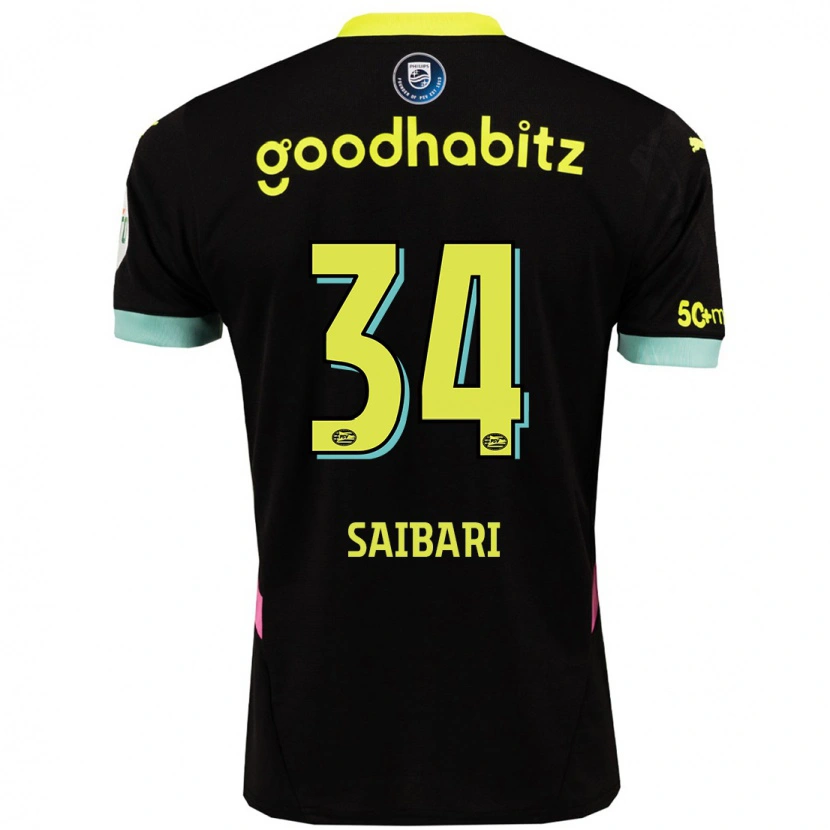 Danxen Män Ismael Saibari #34 Svart Gul Bortatröja Matchtröjor 2024/25 Tröjor T-Tröja