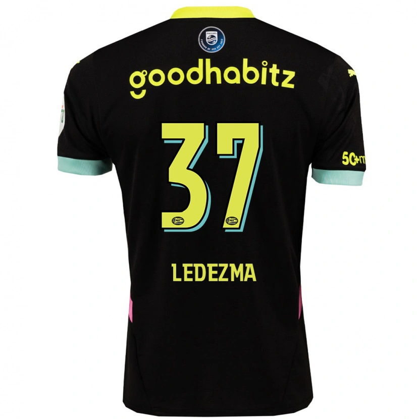 Danxen Män Richard Ledezma #37 Svart Gul Bortatröja Matchtröjor 2024/25 Tröjor T-Tröja