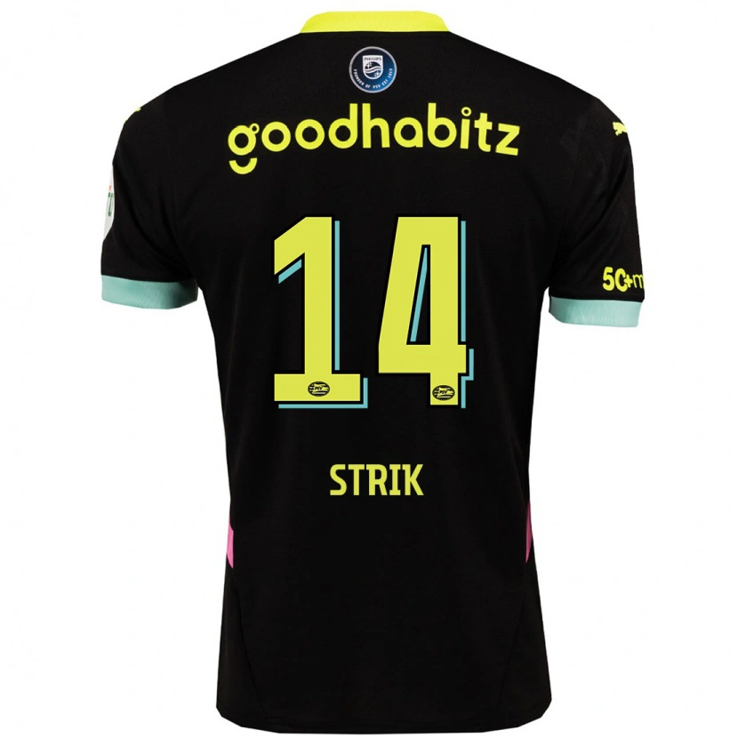Danxen Män Laura Strik #14 Svart Gul Bortatröja Matchtröjor 2024/25 Tröjor T-Tröja