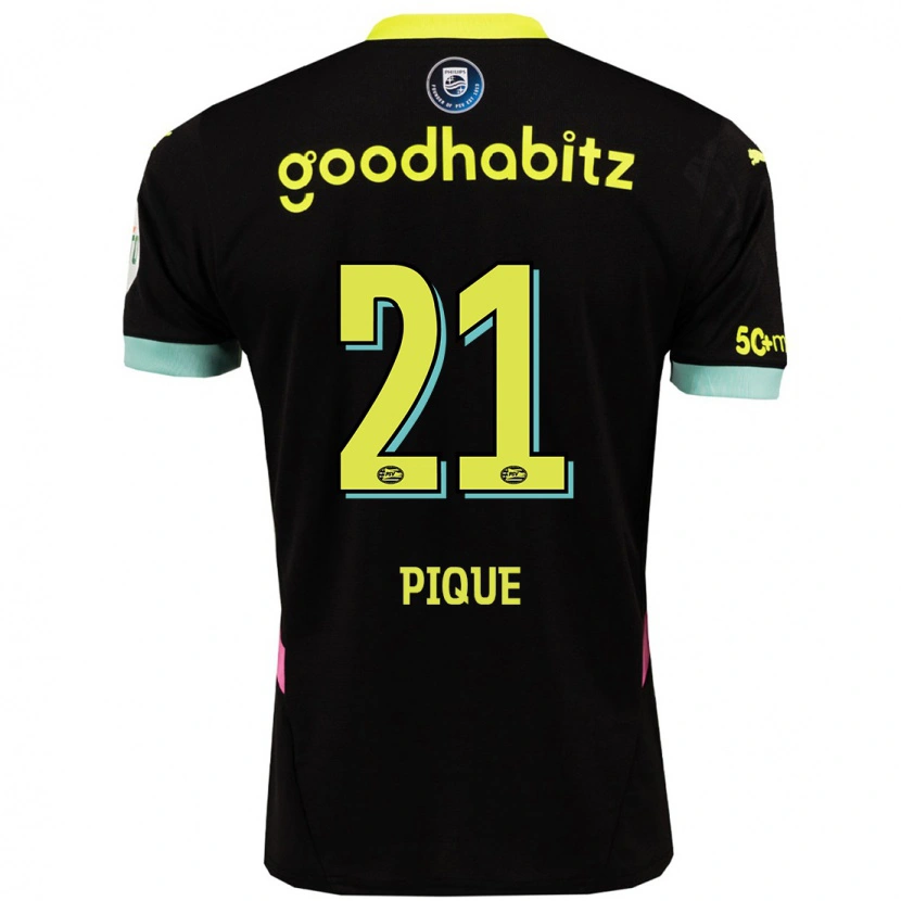 Danxen Män Naomi Piqué #21 Svart Gul Bortatröja Matchtröjor 2024/25 Tröjor T-Tröja