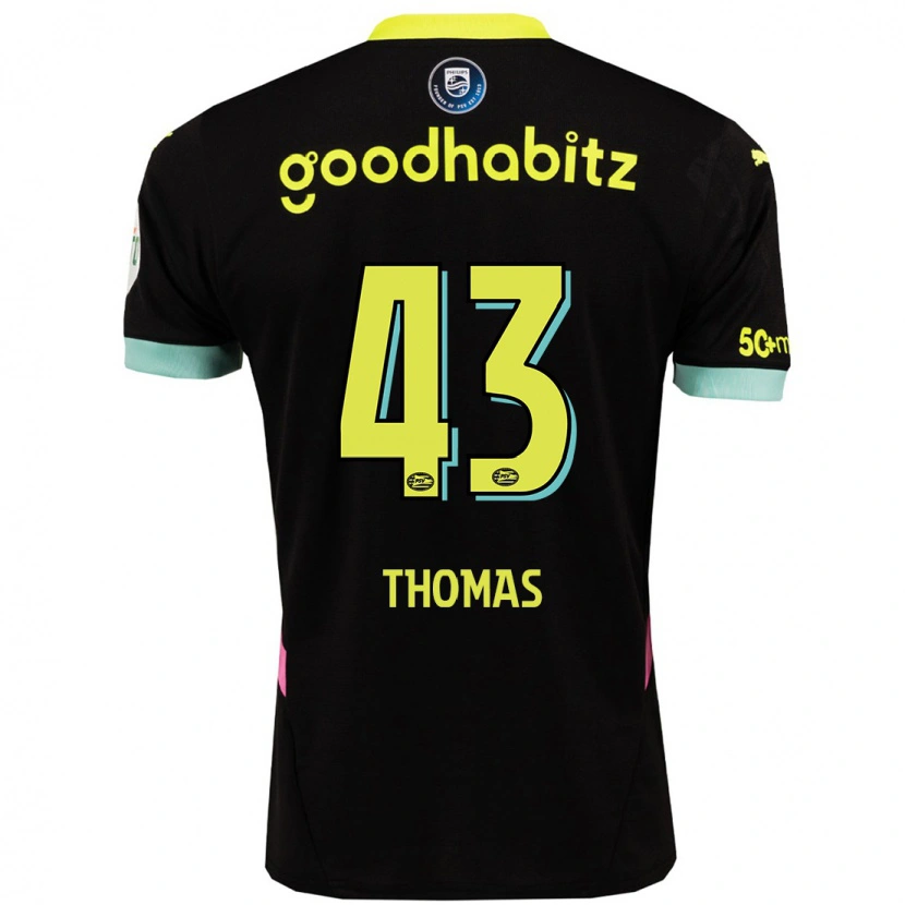 Danxen Män Kealyn Thomas #43 Svart Gul Bortatröja Matchtröjor 2024/25 Tröjor T-Tröja