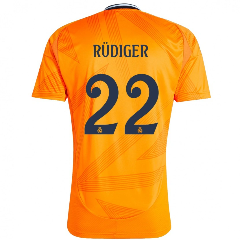 Danxen Män Antonio Rüdiger #22 Orange Bortatröja Matchtröjor 2024/25 Tröjor T-Tröja