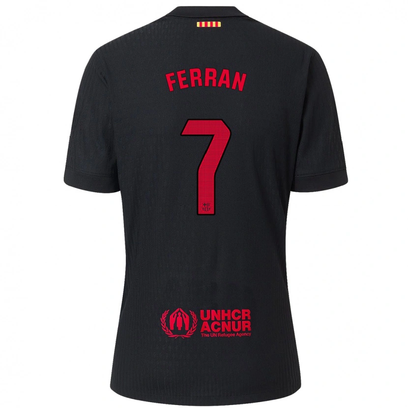 Danxen Män Ferran Torres #7 Svart Röd Bortatröja Matchtröjor 2024/25 Tröjor T-Tröja