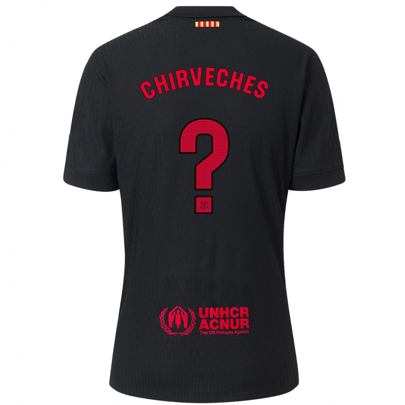 Danxen Män Raúl Chirveches #0 Svart Röd Bortatröja Matchtröjor 2024/25 Tröjor T-Tröja