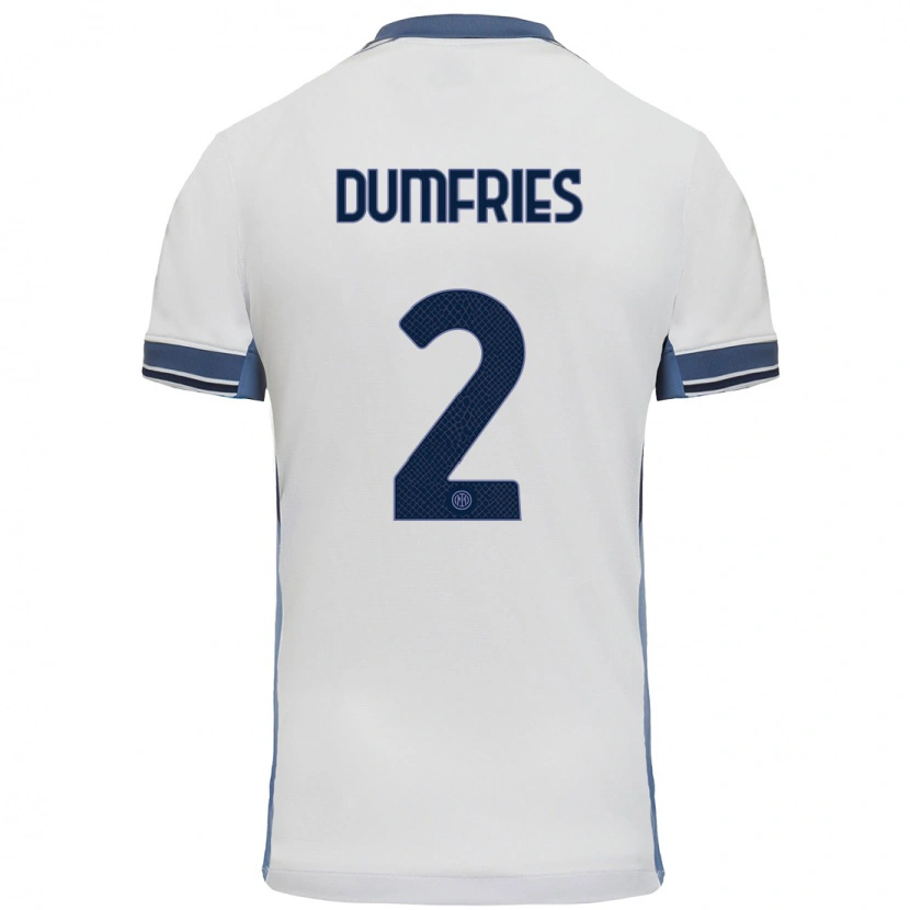 Danxen Män Denzel Dumfries #2 Vit Grå Bortatröja Matchtröjor 2024/25 Tröjor T-Tröja