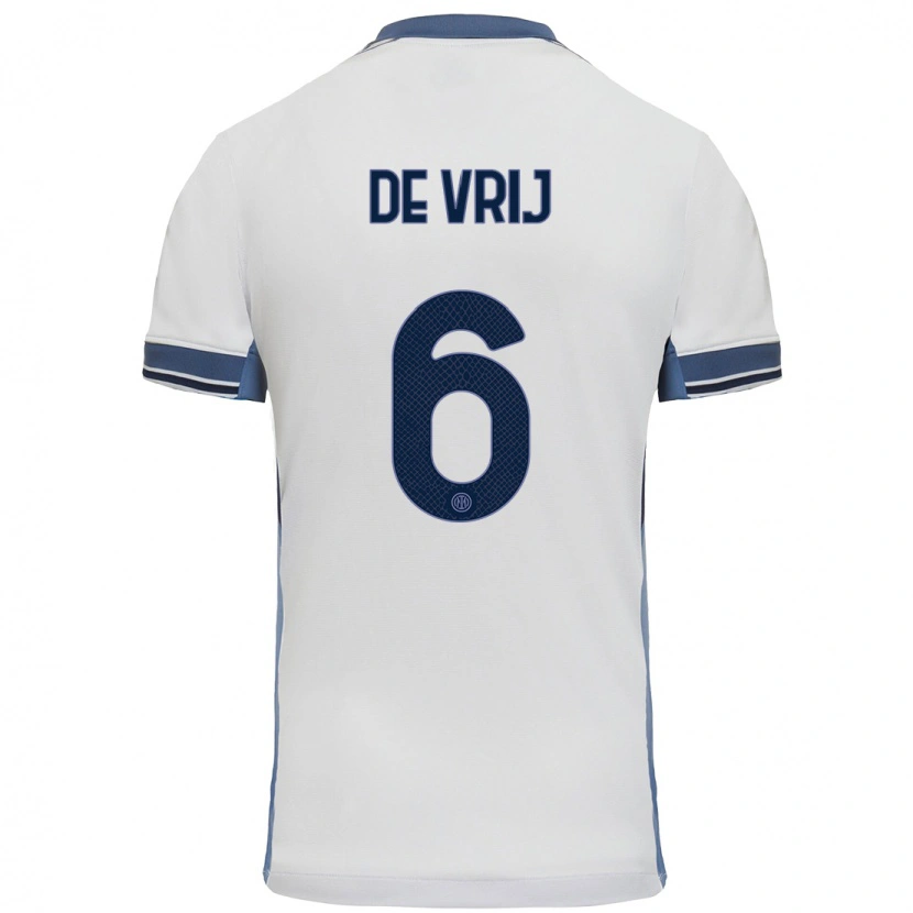Danxen Män Stefan De Vrij #6 Vit Grå Bortatröja Matchtröjor 2024/25 Tröjor T-Tröja