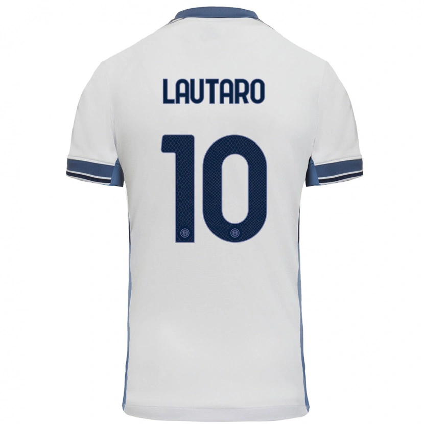 Danxen Män Lautaro Martínez #10 Vit Grå Bortatröja Matchtröjor 2024/25 Tröjor T-Tröja